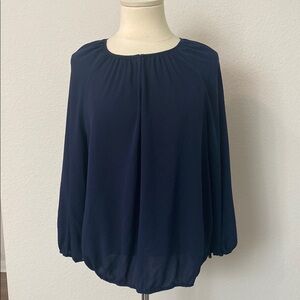 Chico’s Navy 3/4 Sleeve Dress Shirt Blouse Sz 2